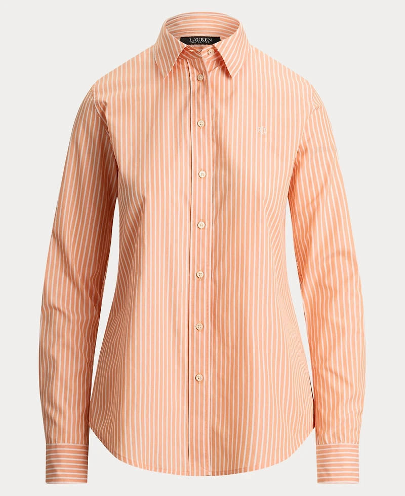 Lauren Ralph Women's Classic Fit Striped End-On-End Shirt