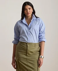 Lauren Ralph Women's Point Collar Striped Broadcloth Shirt