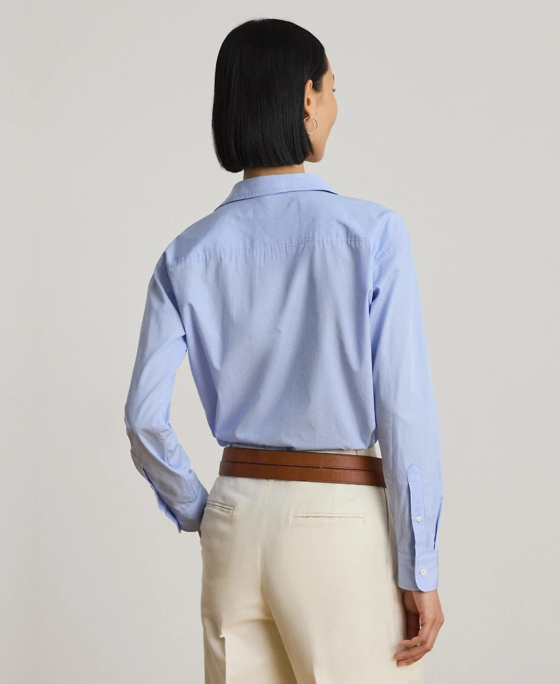 Lauren Ralph Women's Point Collar Striped Broadcloth Shirt
