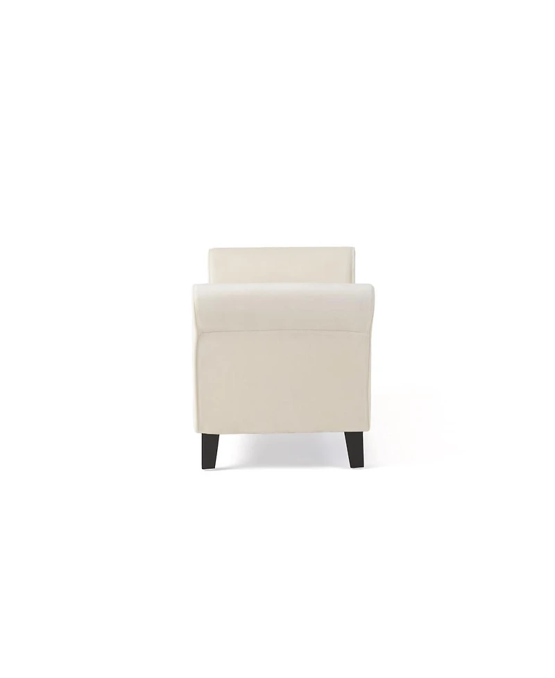 Streamdale Furniture Ivory Fabric Storage Bench with Rolled Arms