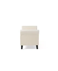 Streamdale Furniture Ivory Fabric Storage Bench with Rolled Arms