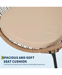 gaomon 3 Piece Outdoor Bistro Set Wicker Chairs Glass Table Weather Resistant Patio Furniture for Garden Deck Backyard