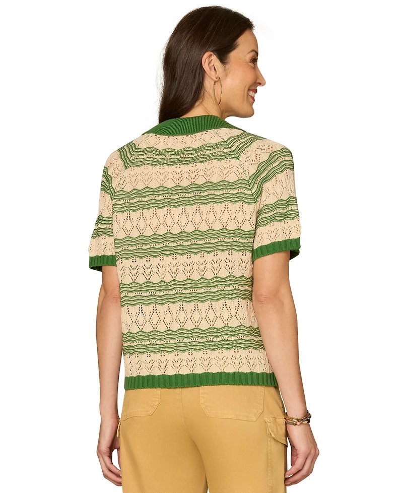 Democracy Women's Short-Sleeve Cotton Polo Top