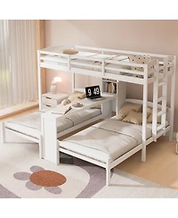 Streamdale Furniture Twin Bunk Bed with Desk, Shelves and Lamp