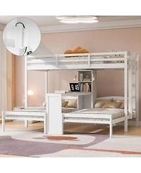 Streamdale Furniture Twin Bunk Bed with Desk, Shelves and Lamp