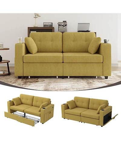 Streamdale Furniture Modern 3-Seat Chenille Sofa w/ Usb and Storage
