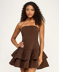 Seni & Cade Women's Strapless Drop-Waist Tiered Mini Dress
