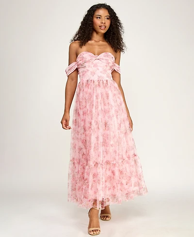 Seni & Cade Women's Floral Ruffle Hem Off-The-Shoulder Dress