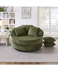 Streamdale Furniture Swivel Corduroy Sofa Chair with 5 Pillows