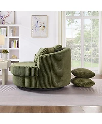Streamdale Furniture Swivel Corduroy Sofa Chair with 5 Pillows
