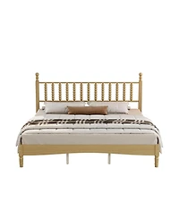 Streamdale Furniture Wood Platform Bed with Gourd Headboard, Retro Style