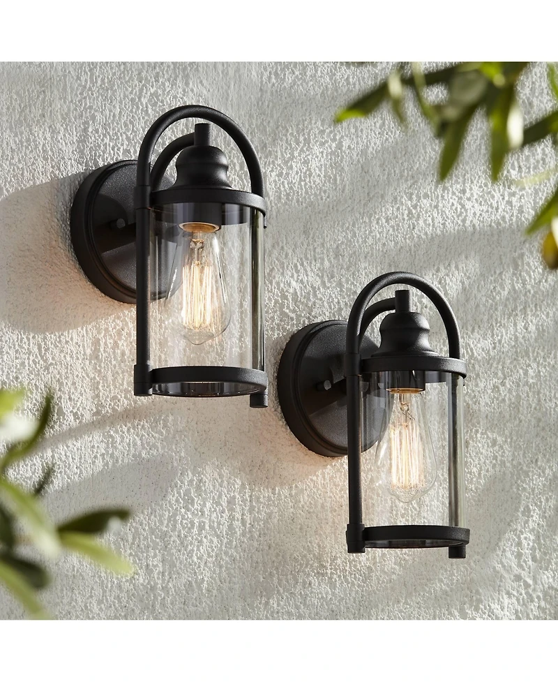 John Timberland Rustic Farmhouse Outdoor Wall Light Fixtures Set of 2 10 Clear Glass for Exterior Barn Deck House Porch Yard Patio Outside