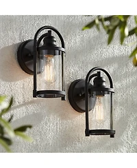 John Timberland Rustic Farmhouse Outdoor Wall Light Fixtures Set of 2 10 Clear Glass for Exterior Barn Deck House Porch Yard Patio Outside