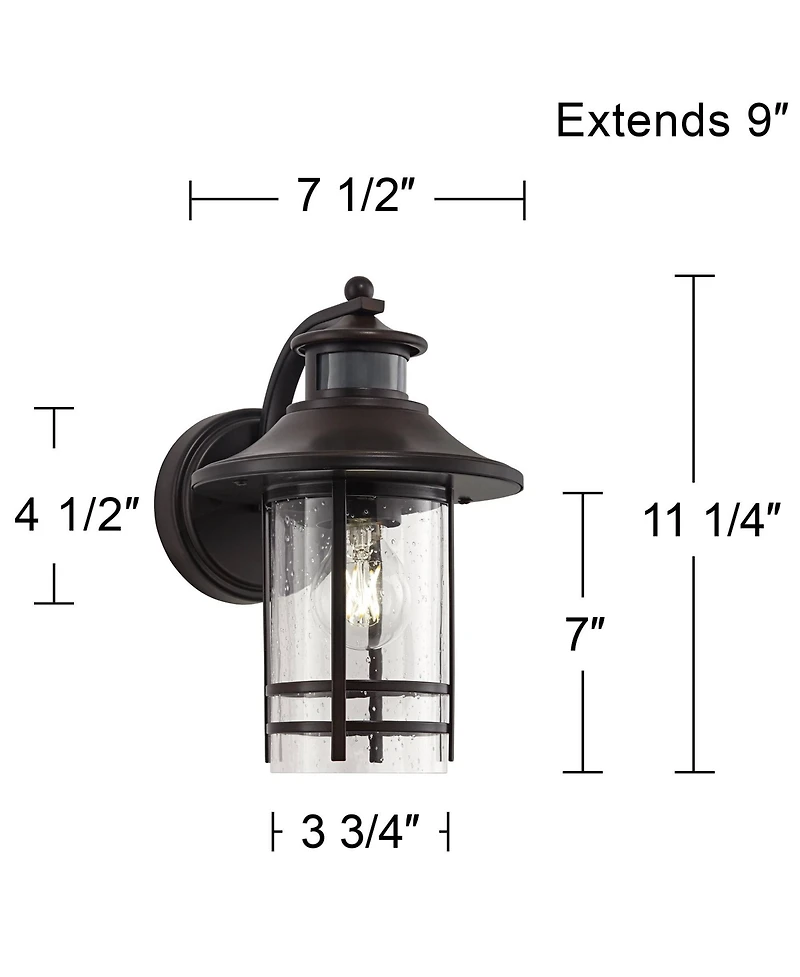 John Timberland Habitat Rustic Industrial Outdoor Wall Light Fixtures Set of 2 Bronze Dusk to Dawn Motion Sensor 11 Seedy Glass for Exterior