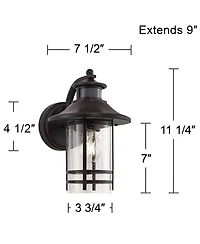 John Timberland Habitat Rustic Industrial Outdoor Wall Light Fixtures Set of 2 Bronze Dusk to Dawn Motion Sensor 11 Seedy Glass for Exterior