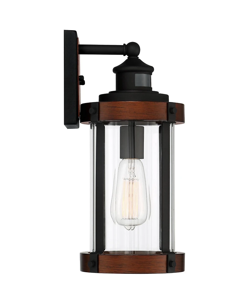 John Timberland Stan Industrial Outdoor Wall Light Fixtures Set of 2 Dark Wood Motion Sensor 15 Clear Glass for Porch Patio