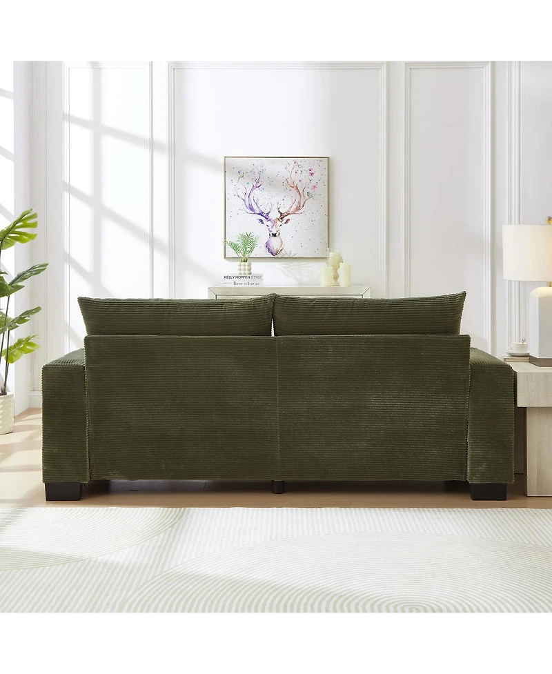 Streamdale Furniture 78" Corduroy Sofa with Usb, Cup Holders, Side Pocket