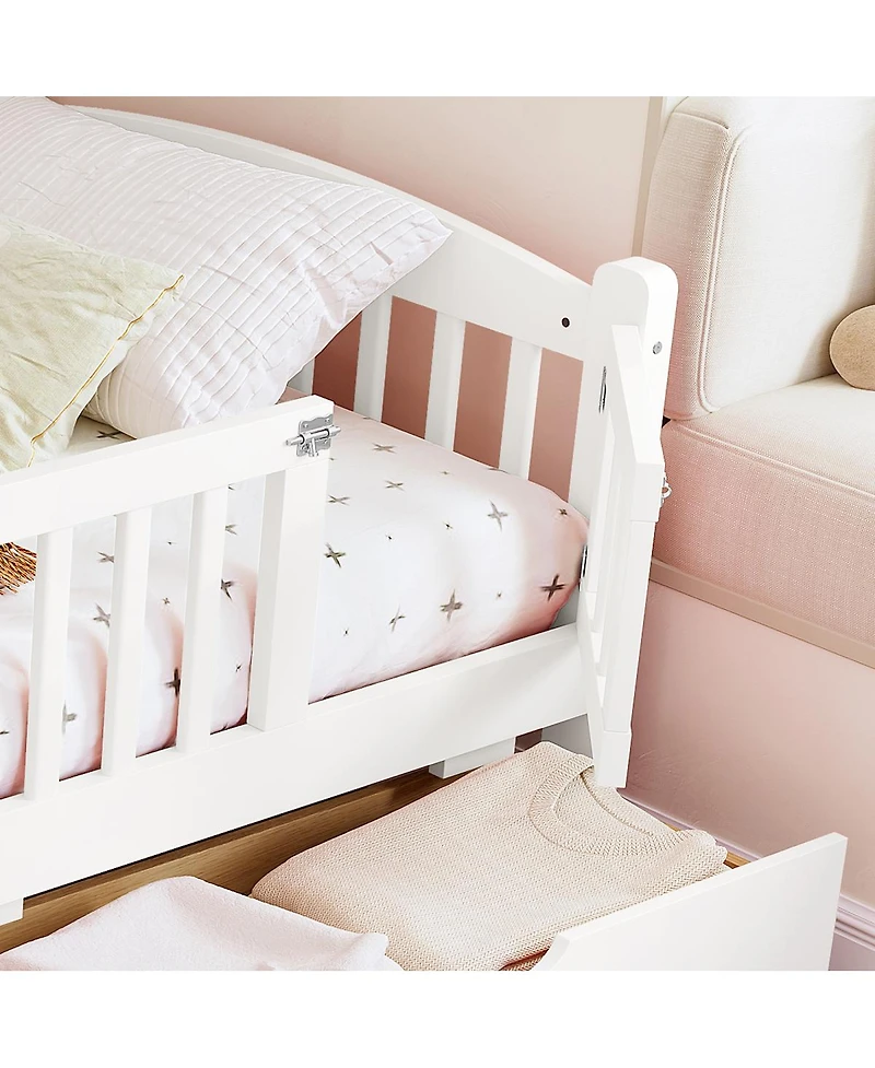 Streamdale Furniture Kids Platform Bed with Storage and Guardrails
