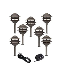 John Timberland Pagoda 17 High Modern 9-Piece Complete Outdoor Landscape Lighting Set Porch Led Bulb Bronze Finish