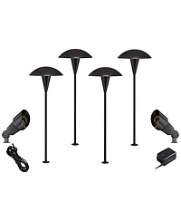 John Timberland Mushroom High Mid Century Modern 8-Piece Outdoor Landscape Path and Spot Lighting Set Porch Led Bulb