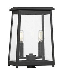 John Timberland Jubliee 20 High Modern Outdoor Post Light Fixture Pole Porch House 2-Light Metal Clear Glass Shade