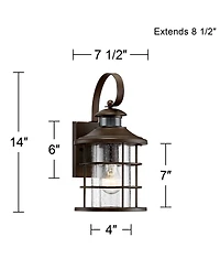 John Timberland Hogan High Traditional Outdoor Wall Light Fixture Mount Porch House Set of 2 Motion Sensor Bronze Finish