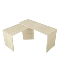 Streamdale Furniture 90" Modern L-Shape Wood Desk with 3 Drawers and Rotating Top