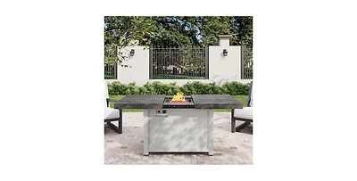 Flynama Extendable Rectangle Aluminum Alloy Fire Pit Table 50000 Btu Top Galvanized Steel Frame