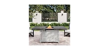 Flynama Extendable Rectangle Aluminum Alloy Fire Pit Table 50000 Btu Top Galvanized Steel Frame