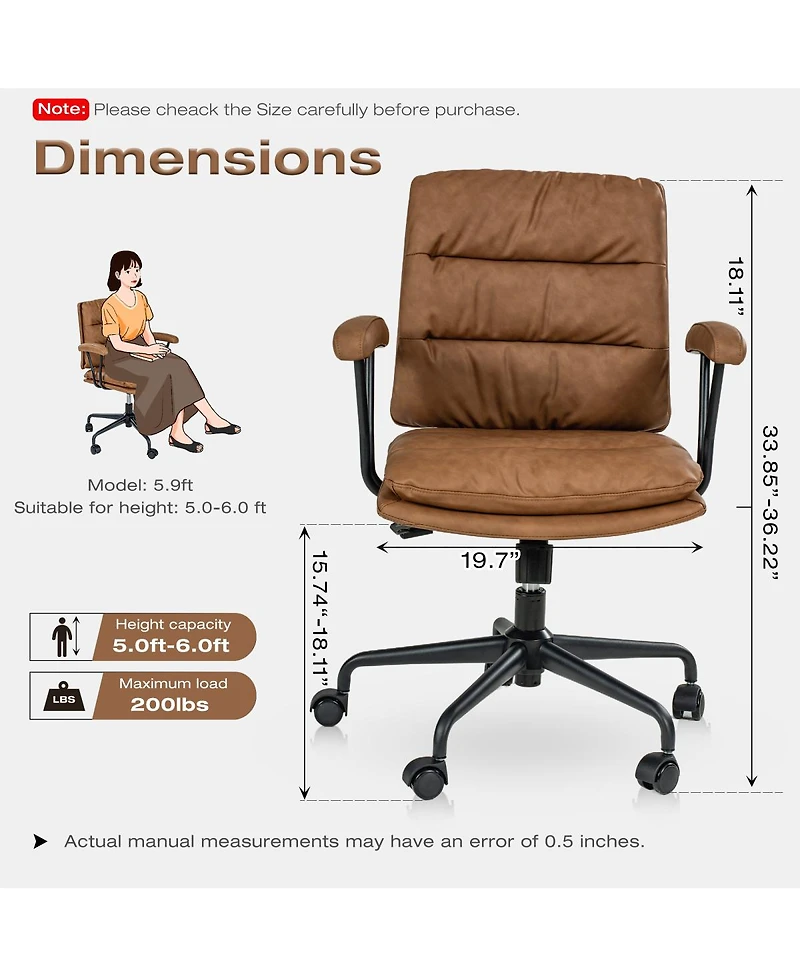 Streamdale Furniture Adjustable Office Chair with Lumbar Support