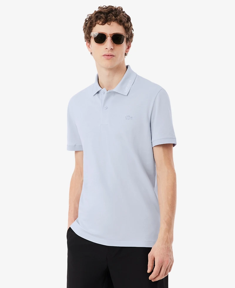 Lacoste Men's Slim-Fit Jacquard Branded Pique Polo Shirt