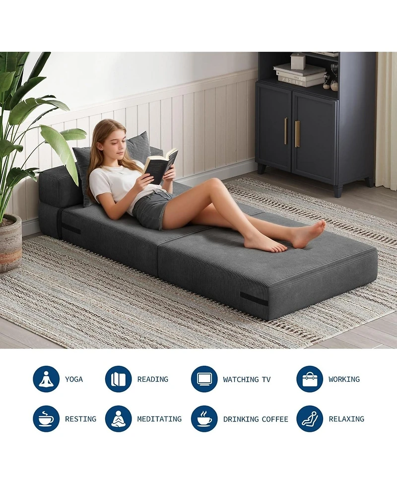 gaomon 4-in-1 Folding Sofa Bed and Chair Bed - Convertible Sleeper, Fold Out Loveseat Sofa Couch with Pillow, Tufted Floor Lounge.