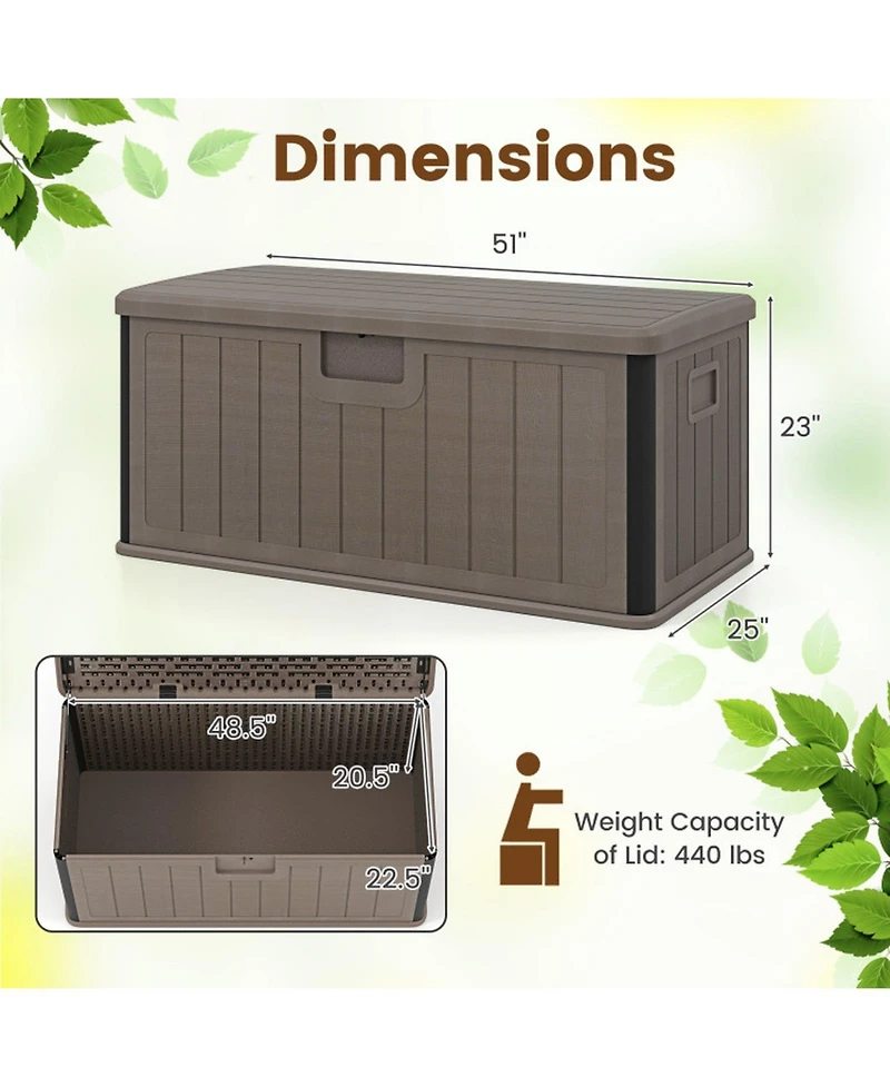 Gouun 100-Gallon Hdpe Lockable Deck Box with Gas Strut Lid