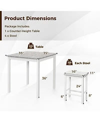 Gouun 5-Piece Counter-Height Bar Table Set with 4 Padded Stools