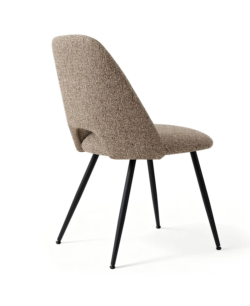 Maison Boucle Set of 2 Upholstered Dining Chairs, Modern Side Metal Legs