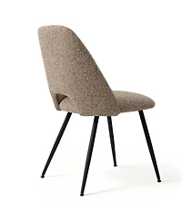 Maison Boucle Set of 2 Upholstered Dining Chairs, Modern Side Metal Legs