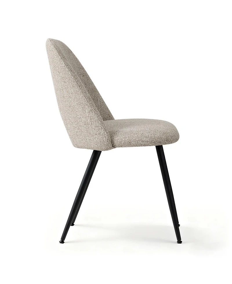 Maison Boucle Set of 2 Upholstered Dining Chairs, Modern Side Metal Legs