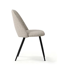 Maison Boucle Set of 2 Upholstered Dining Chairs, Modern Side Metal Legs