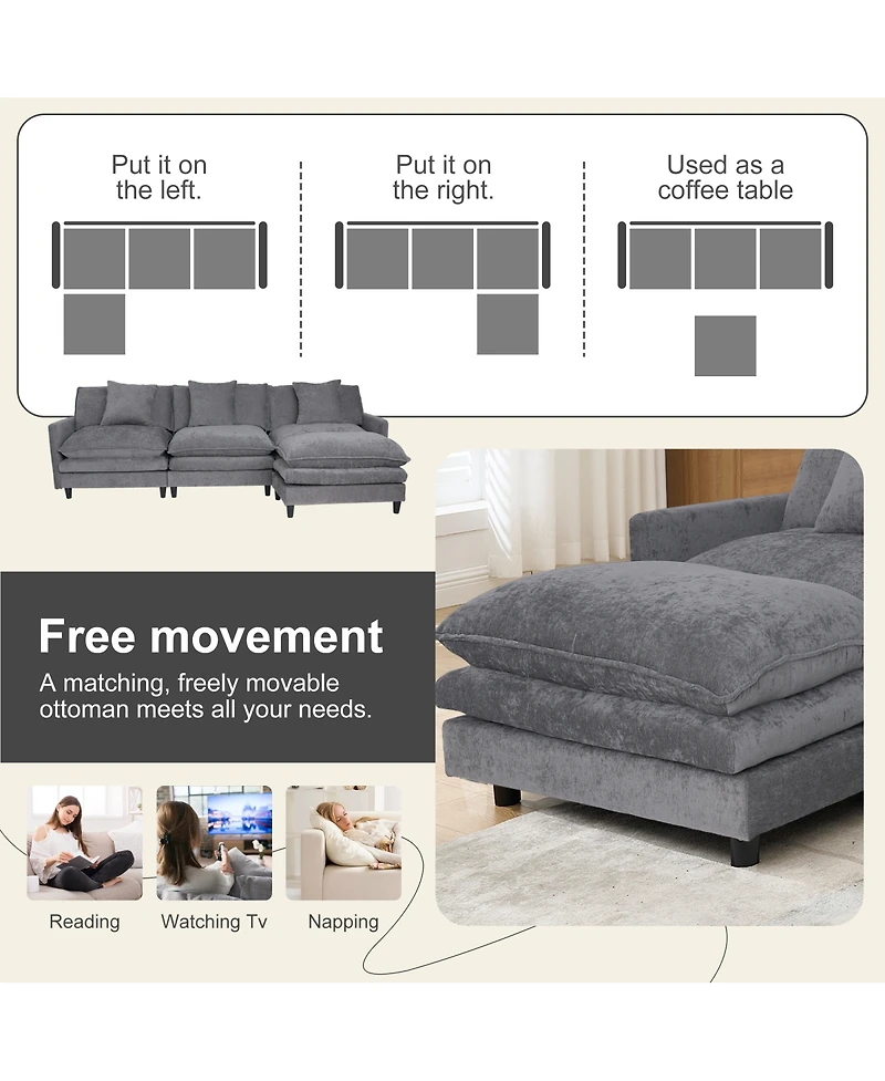 Streamdale Furniture L-Shaped Modular Chenille Sofa - Versatile Comfort and Style