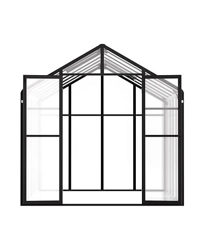 Sugift Polycarbonate Greenhouse, 8 x 12 Ft, with 2 Vent Windows and Hinged Door