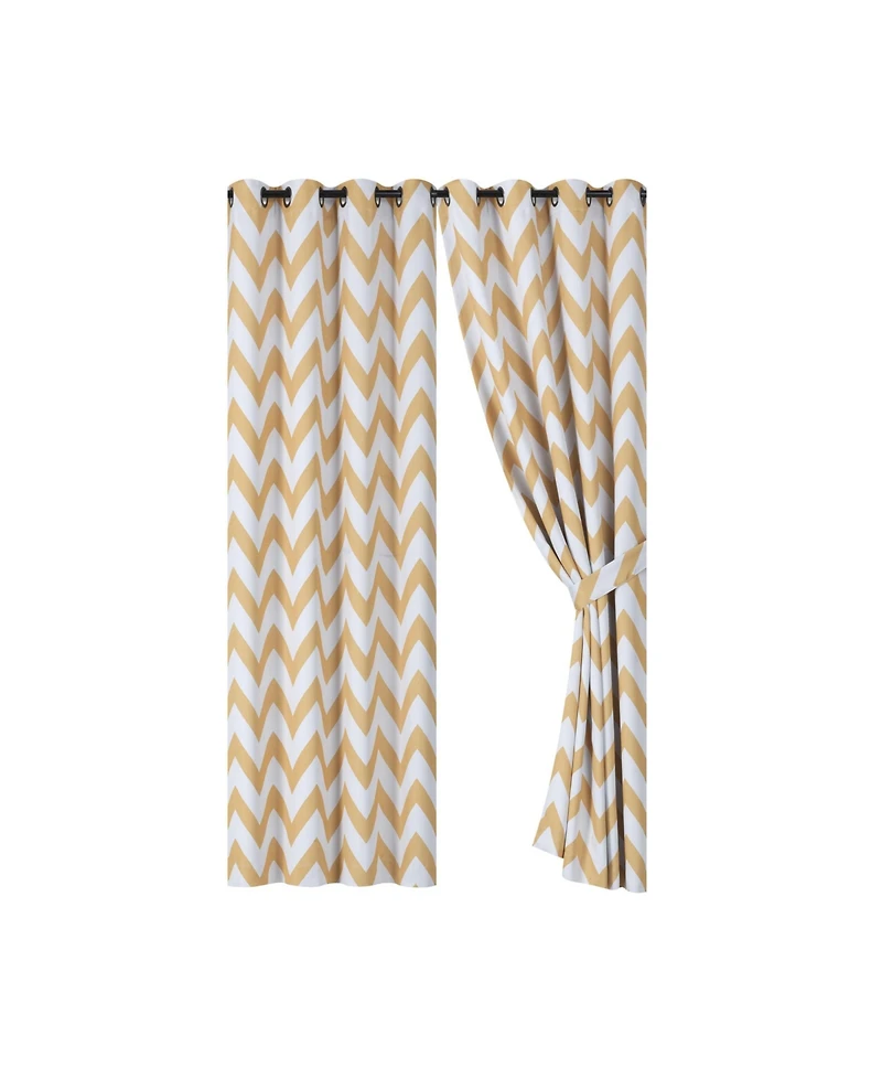 Kate Aurora 2 Piece Chevron Room Darkening Grommet Top Window Curtain Panels