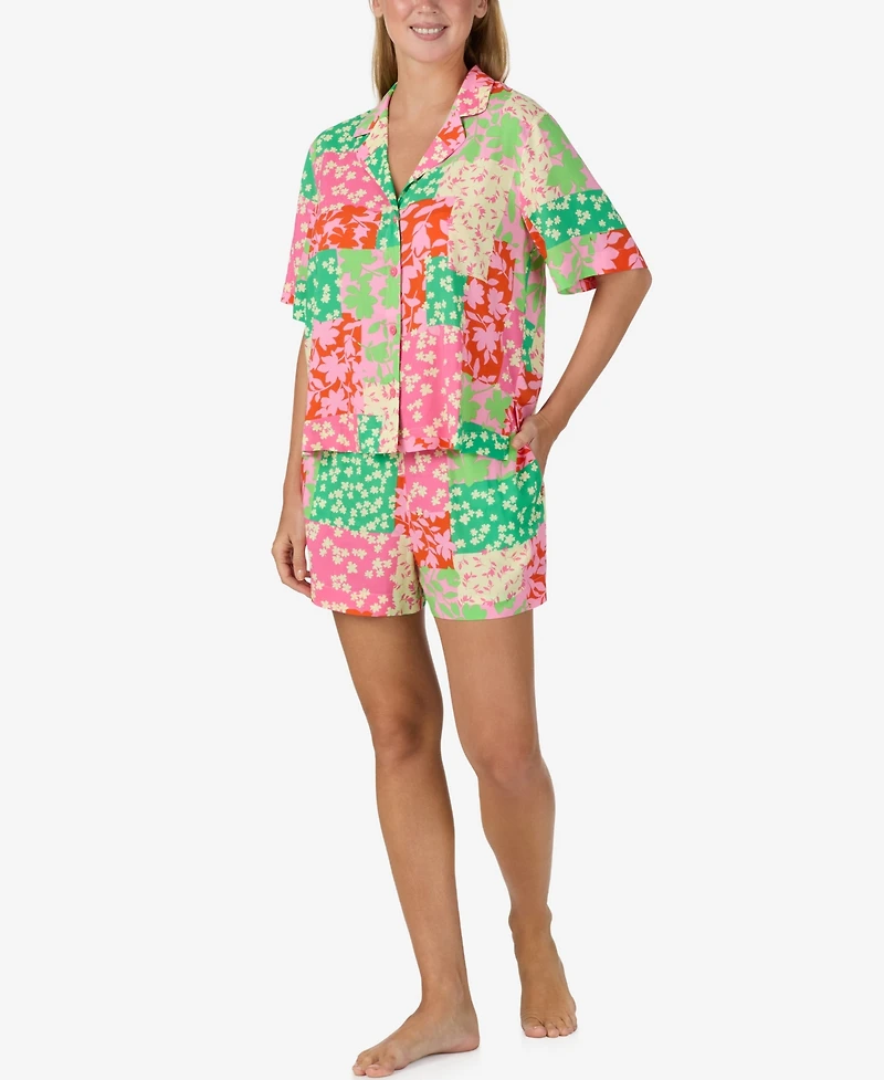 Sanctuary Women's Notch Collar Top and Mid-Rise Boxer Shorts, 2-Piece Set