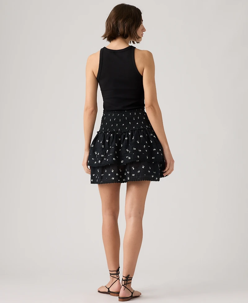 Levi's Women's Mid Rise Smocked Cotton Mini Skirt