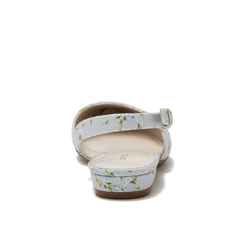 Lands' End Women's Floral Linen Slingback Low Heels