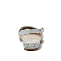Lands' End Women's Floral Linen Slingback Low Heels