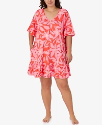 Ellen Tracy Plus V-Neck Short Nightgown