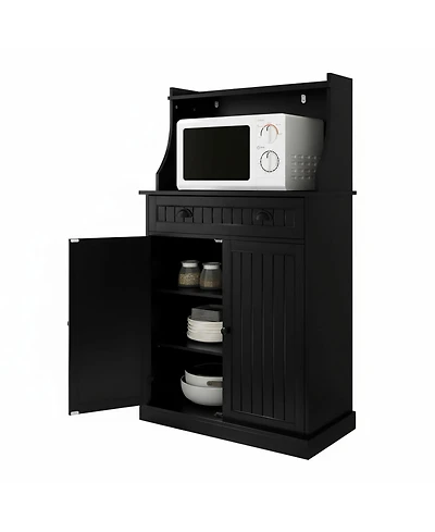 Yigii Kitchen Microwave Cabinet Stand Storage Drawers Adjustable Shelves Pantry Hutch