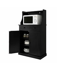 Yigii Kitchen Microwave Cabinet Stand Storage Drawers Adjustable Shelves Pantry Hutch