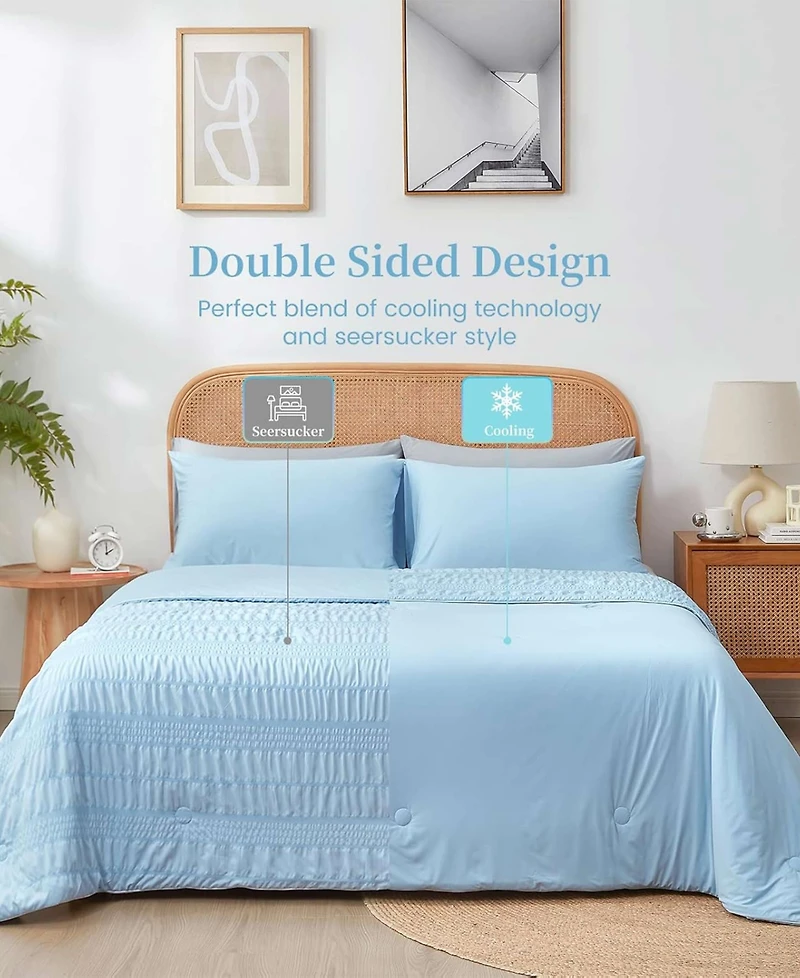 Unikome Seersucker Cooling Reversible Blanket