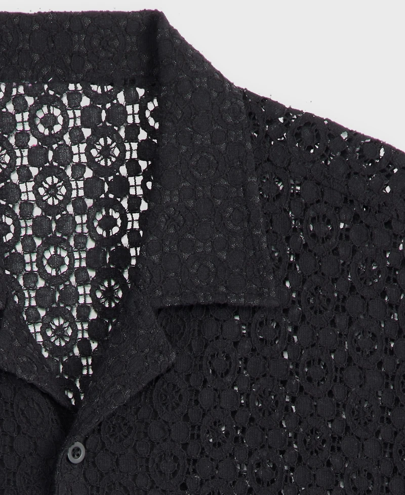 Mode of One Men's Floral Lace Relaxed-Fit Camp Shirt, Macy's Exclusive